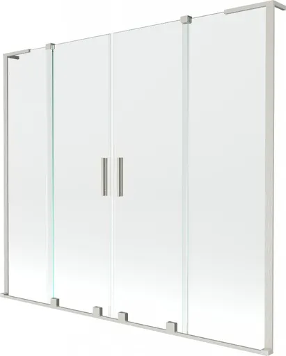 MEXEN/S Velar L Duo dvoukřídlá posuvná vanová zástěna 170 x 150, transparent, nikl kartáčovaný 896-170-003-02-97