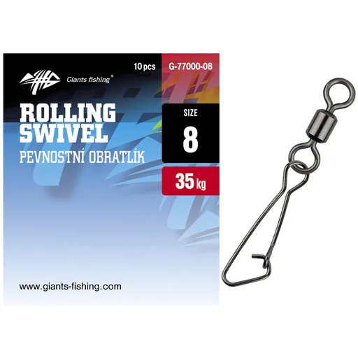 Giants Fishing Pev. obratlík s karabinkou Rolling Swivel with Hooked Snap 10ks - vel.06 (33kg),Giants Fishing Pev. obratlík s karabinkou Rolling Swive