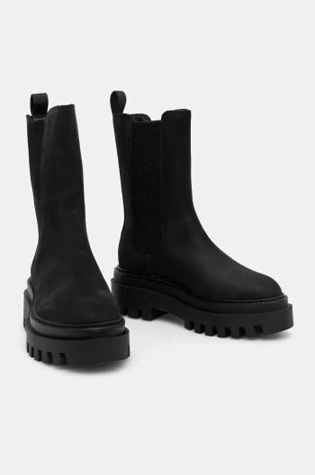 Nubukové kotníkové boty Calvin Klein Jeans FLATFORM CHELSEA BOOT MG NB černá barva, na platformě, YW0YW01684