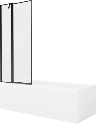 MEXEN/S Cubik obdélníková vana 160 x 70 cm s panelem + vanová zástěna 80, černá vzor 550316070X9408117070