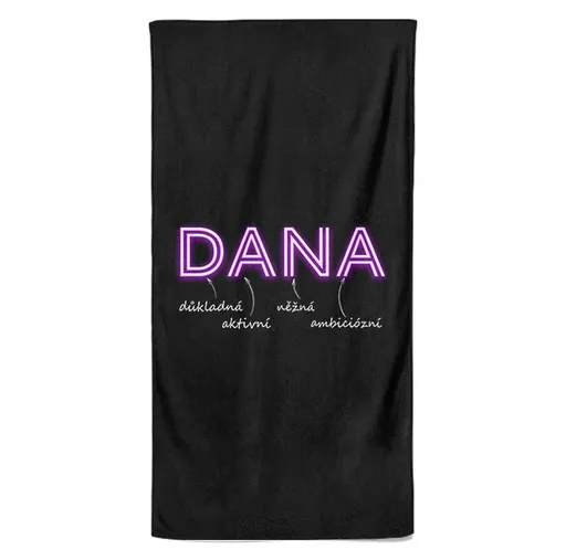 Osuška Ženská jména – NEON (Jméno: Dana, Velikost osušky: 70x140cm)