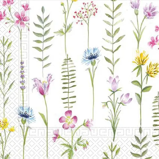 PROCOS Papírové ubrousky 33x33cm 3vrstvé luční květy 20ks