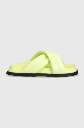 Pantofle Tommy Jeans FANCY PADDED SANDAL dámské, zelená barva, EN0EN02175