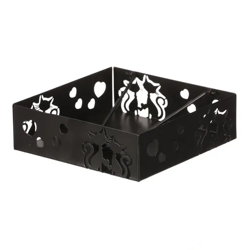 Autronic Kovový odkladač na ubrousky čtvercový Kočky, černá