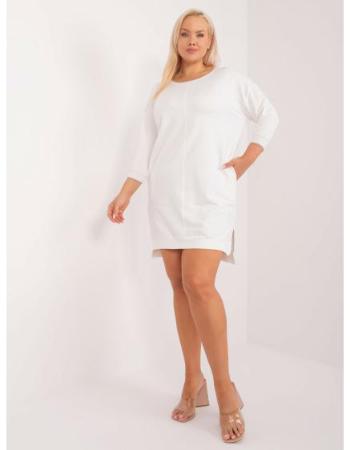 Dámské šaty s rozparky plus size ecru