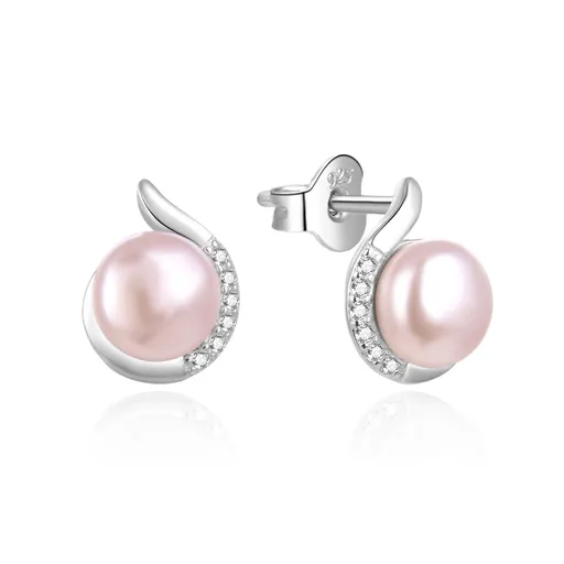 Agato Elegantní stříbrné náušnice s pravou perlou a zirkony AGT-E219PW-PPI