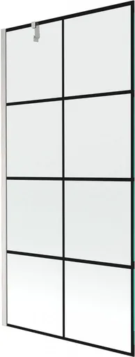 MEXEN/S Next vanová zástěna FIX 90 x 150, černá vzor, nikl kartáčovaná 895-090-000-00-77-97