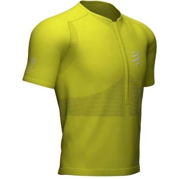 Compressport TRAIL HALF-ZIP FITTED SS TOP Pánský běžecký dres, žlutá, velikost