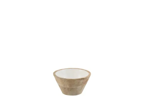 Dřevěná miska s bílým smaltovaným vnitřkem Enamell small - ∅ 10*5,5 cm J-Line by Jolipa