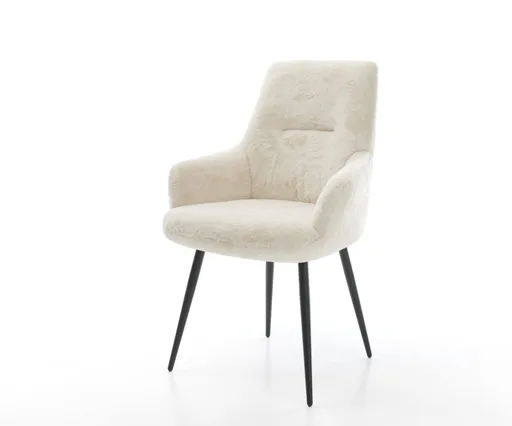 Jídelní židle Zelia-Flex s područkami plyšový manšestr krémová