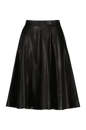 SUKNĚ GANT FLARED FLUID LEATHER SKIRT BLACK
