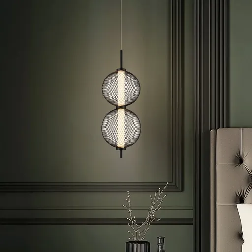 Drátěná závěsná lampa PUMA s kulovými stínidly 14 x 38 cm – designové osvětlení obývacího pokoje LED 3000K