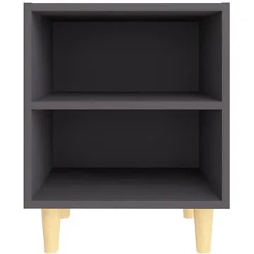 Noční stolek s masivními dřevěnými nohami šedý 40 x 30 x 50 cm (805783)