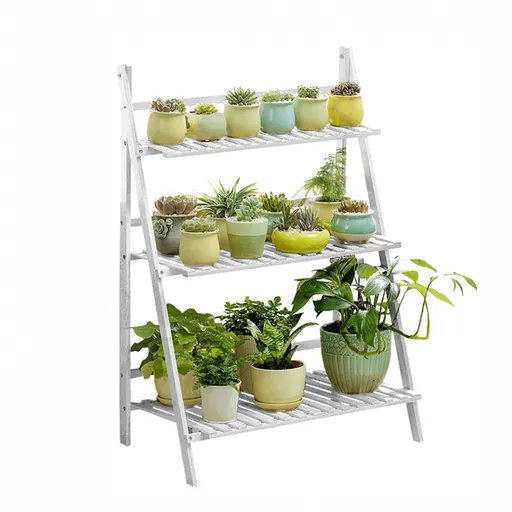 Bambusový stojan na květiny Nepel Typ 1 bílá, 70 x 40 x 96 cm