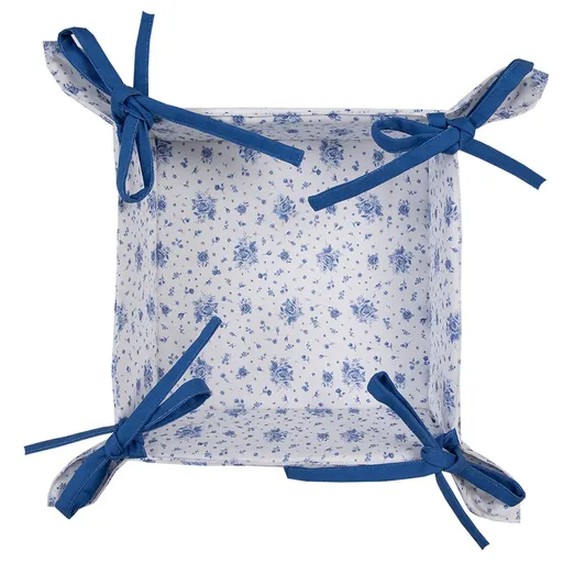 Bavlněný košík s modrými růžičkami Blue Rose Blooming - 35*35*8 cm BRB47