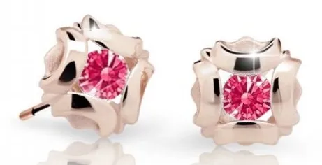 Cutie Jewellery Slušivé dětské náušnice z růžového zlata C2216-30-X-4 fuchsiová