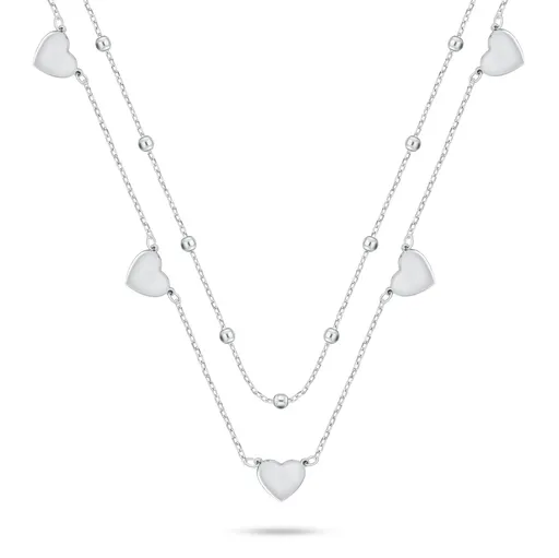 Brilio Silver Dvojitý stříbrný náhrdelník se srdíčky NCL156W