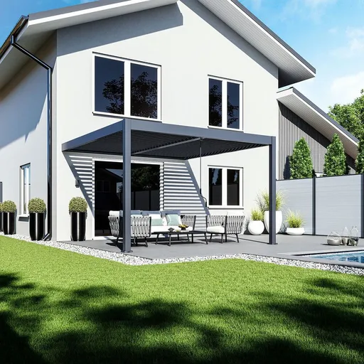 Bioklimatická pergola INTRO DUO 4x4 m ke stěně Rojaplast