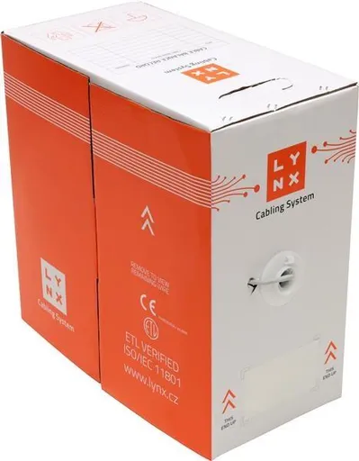 FTP kabel LYNX, Cat5E, drát, LS0H, DCa, šedý, 305m