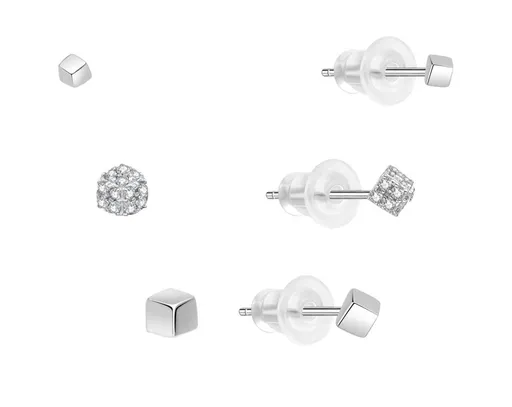 MOISS Minimalistická sada stříbrných náušnic E0004884 (3 páry náušnic)