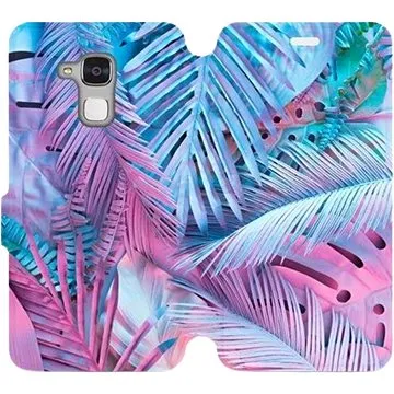 Flipové pouzdro na mobil Honor 7 Lite - MG10S Fialové a modré listy (5903226347629)