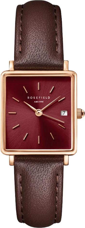 Rosefield Boxy XS Burgundy Sunray Dark Brown Leather Rose Gold QBBLR-Q56