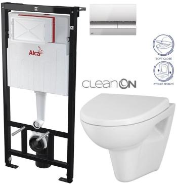 ALCADRAIN Sádromodul předstěnový instalační systém s chromovým tlačítkem M1721 + WC CERSANIT CLEANON PARVA + SEDÁTKO AM101/1120 M1721 PA1