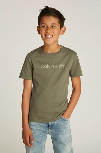 Dětské bavlněné tričko Calvin Klein Jeans 0 zelená barva, s potiskem, IU0IU00682