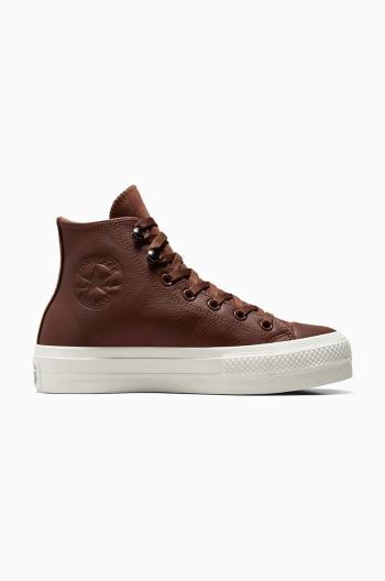 Kožené kecky Converse Chuck Taylor All Star Lift dámské, hnědá barva, A10362C