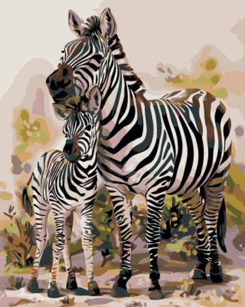 Malování podle čísel - ZEBRA S MLÁDĚTEM