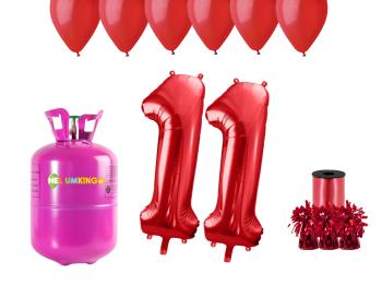 HeliumKing Helium párty set na 11. narozeniny s červenými balónky