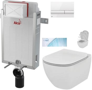 ALCADRAIN Renovmodul předstěnový instalační systém s bílým tlačítkem M1710 + WC Ideal Standard Tesi se sedátkem SoftClose, AquaBlade  AM115/1000 M1710 TE1