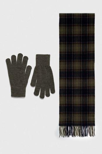 Šátek a rukavice Barbour Tartan Scarf & Glove Gift Set zelená barva, MGS0018