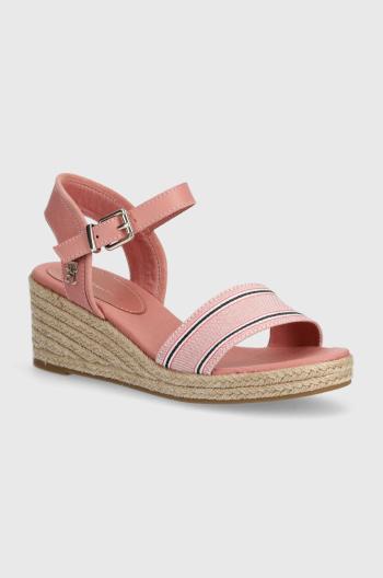 Sandály Tommy Hilfiger SHIRTING WEDGE SANDAL růžová barva, FW0FW07887