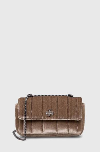 Velurová kabelka Tory Burch Kira Velvet Mini hnědá barva, 156875.294