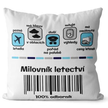 Polštář Milovník letectví 100% (Velikost: 55 x 55 cm)