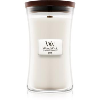 Woodwick Linen vonná svíčka s dřevěným knotem 609.5 g