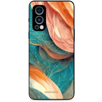 Mobiwear Glossy lesklý pro OnePlus Nord 2 5G - G025G - Azurový a oranžový mramor (5904808526654)