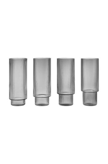 Sada sklenic na nápoje ferm LIVING Ripple Long Drink Glasses 4-pack