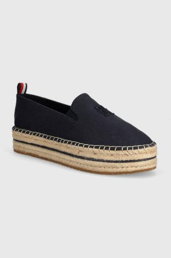 Espadrilky Tommy Hilfiger TH EMBROIDERED CANVAS FLATFORM tmavomodrá barva, na platformě, FW0FW07696