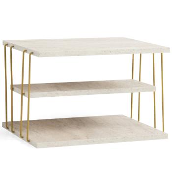 Masă de cafea Lifon Gold Travertine, auriu