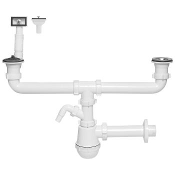 Mosogatószifon Ø 50 mm palackos 2 rekeszes kimenet mosógéphez/mosogatógéphez 1234