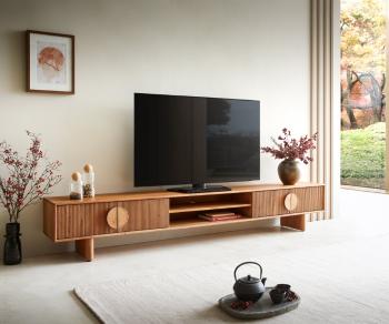 TV stolek Surimu 240 cm akácie světle hnědá 4 dvířka 2