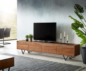 TV stolek Stonegrace 220 cm akácie hnědá nepravidelná hrana 4