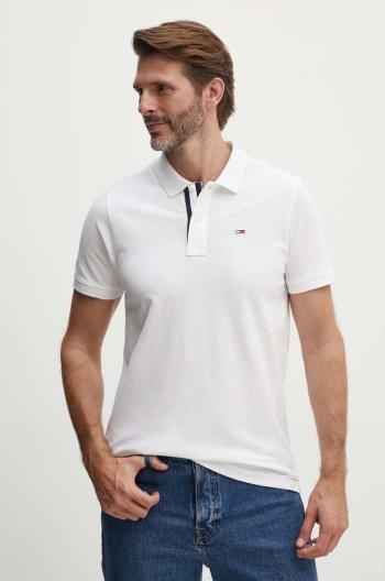 Bavlněné polo tričko Tommy Jeans bílá barva, DM0DM15370