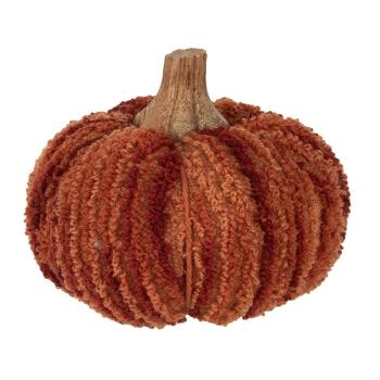 Tmavě cihlová látková dekorace dýně Pumpkin M - Ø 12*10 cm  65437