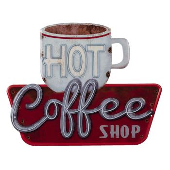 Kovová cedule Hot Coffee Shop - 38*48 cm 6Y4408