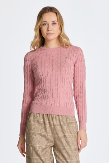 SVETR GANT STRETCH COTTON CABLE C-NECK CALIFORNIA PINK MELANGE