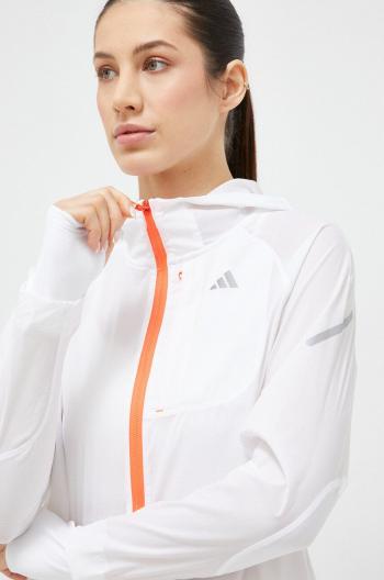 Větrovka adidas Performance Fast bílá barva, přechodná