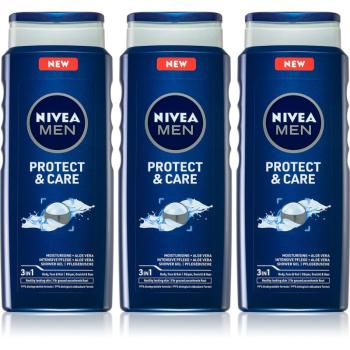 NIVEA MEN Protect & Care sprchový gel pro muže výhodné balení 3 x 500 ml